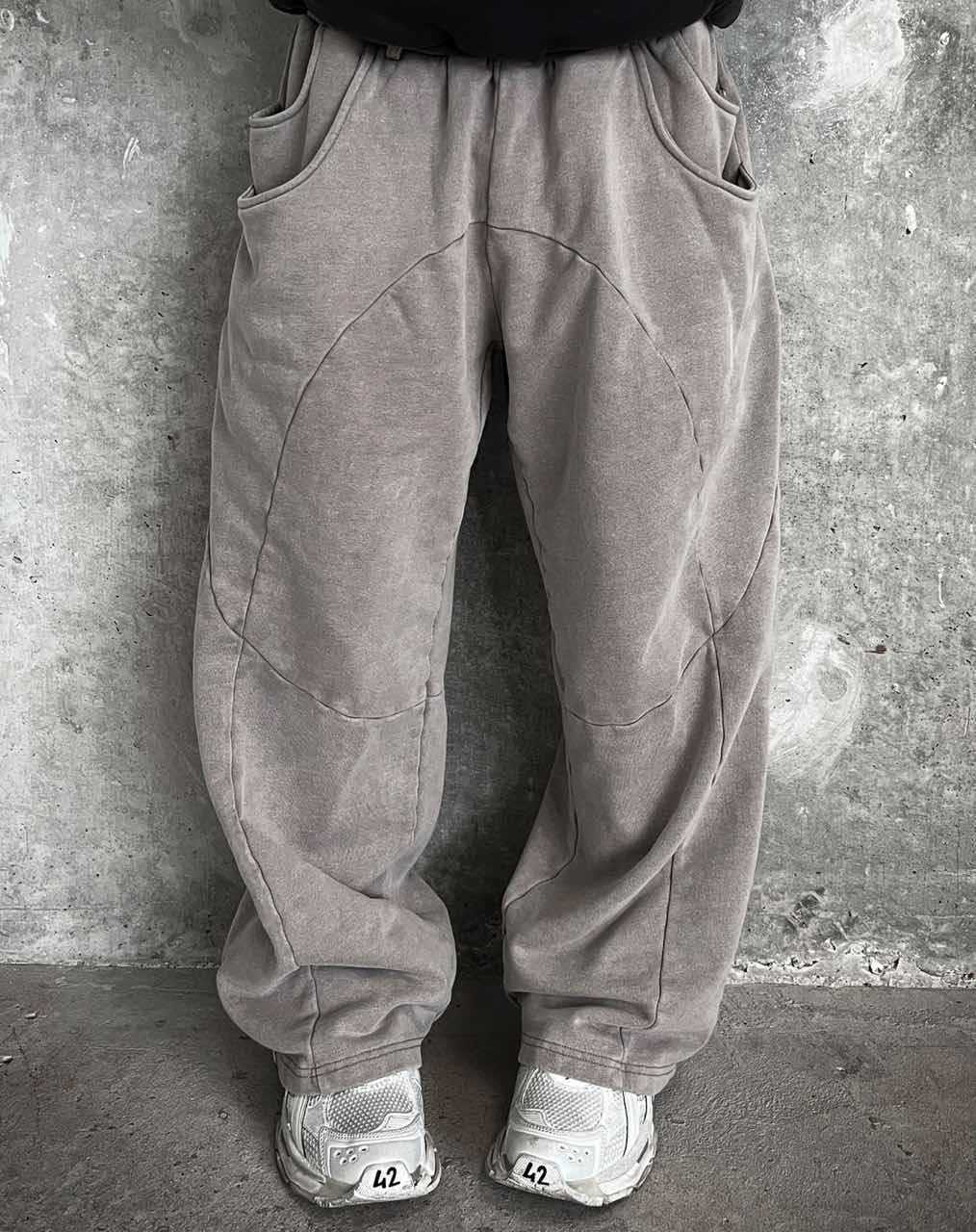Herren nan Oversize-Freizeitjogger mit geschwungenen Nahtdetails, Kordelzugbund und elastischen Beinabschlüssen Shopnory