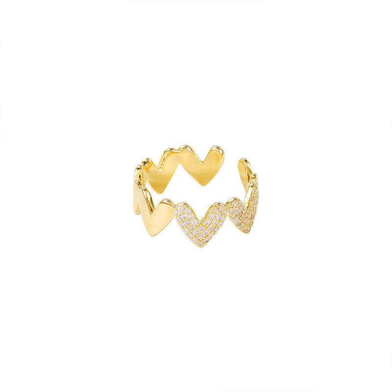 Damenring mit herzförmigem Design und funkelnden Zirkoniasteinen Shop Nory
