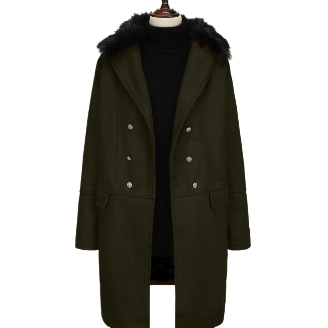 Herren elegante Wolljacke mit kunstfellkragen