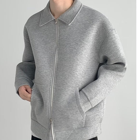 Herren Reißverschluss-Sweatjacke mit Hemdkragen und Oversize-Schnitt Shop Nory