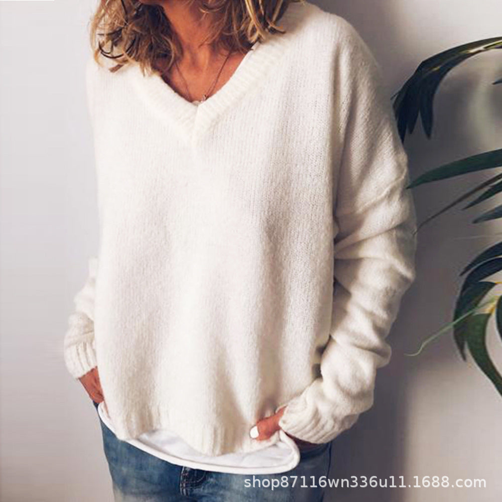 Damen V-Ausschnitt Pullover aus weichem Strick
