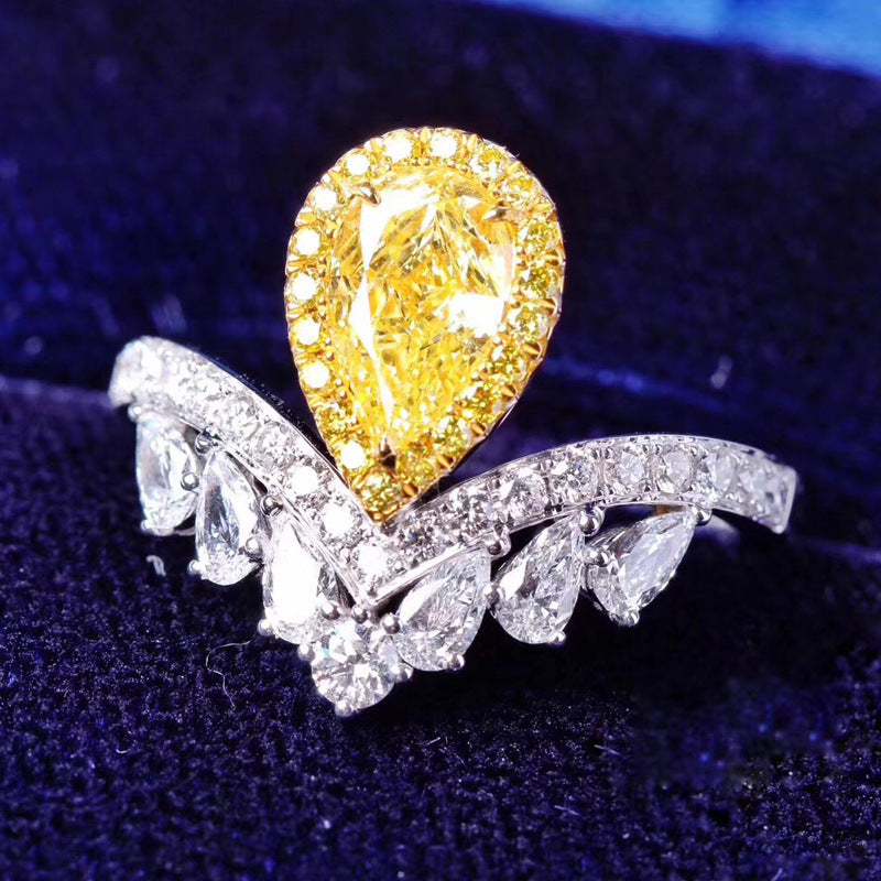DamenEleganter Ring mit tropfenförmigem Edelstein und funkelndem Kristallbesatz Shop Nory