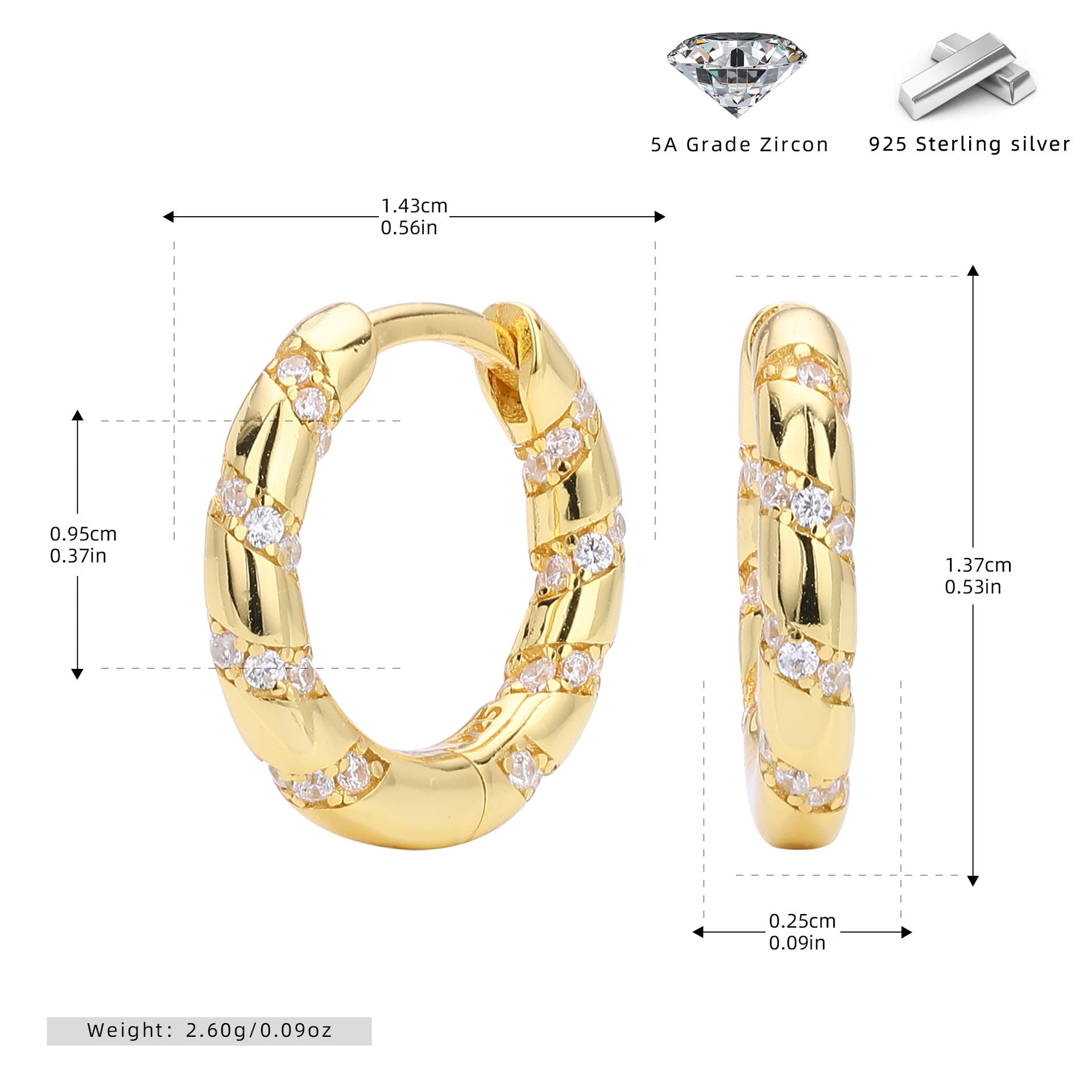 Damen Creolen mit bunten Zirkon-Akzenten und elegantem Design Shop Nory