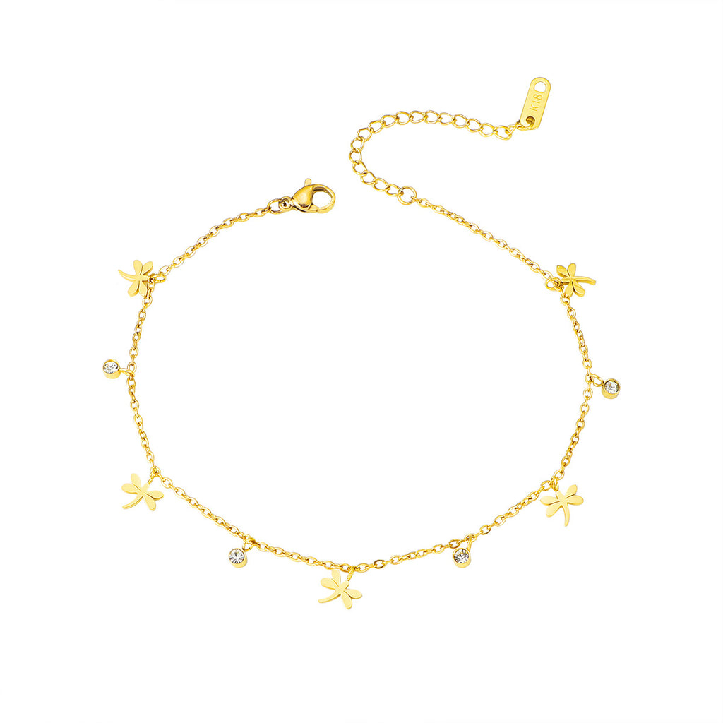 Damen Fußkette mit floralem Design und funkelnden Kristallen Shop Nory