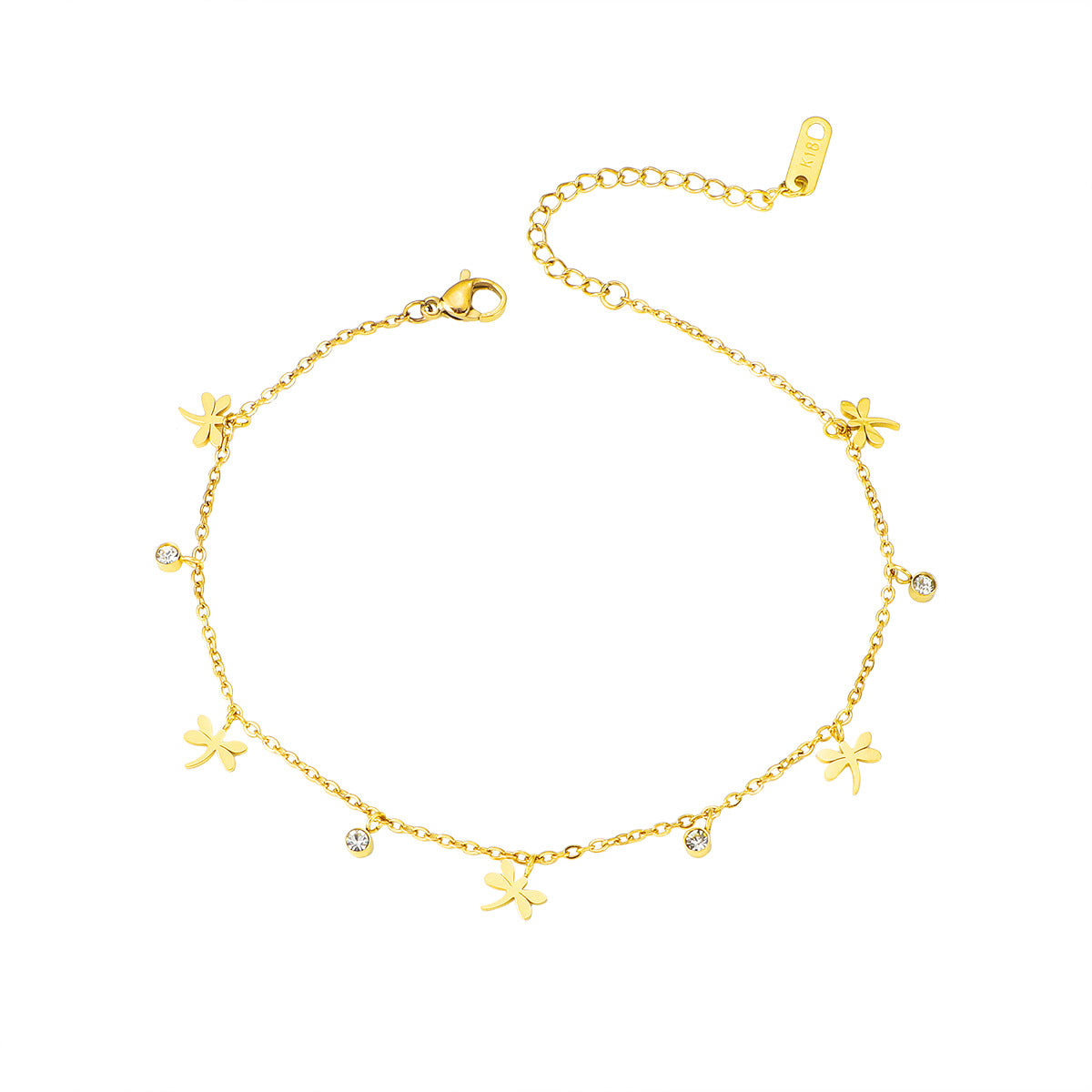Damen Fußkette mit floralem Design und funkelnden Kristallen Shop Nory