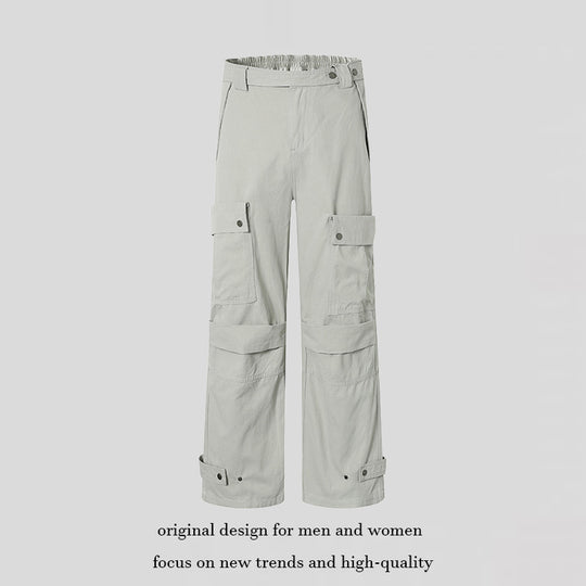 Damen weite Cargo-Culottehose mit hohem Bund, elastischem Taillenpass und Multi-Taschen Shop Nory