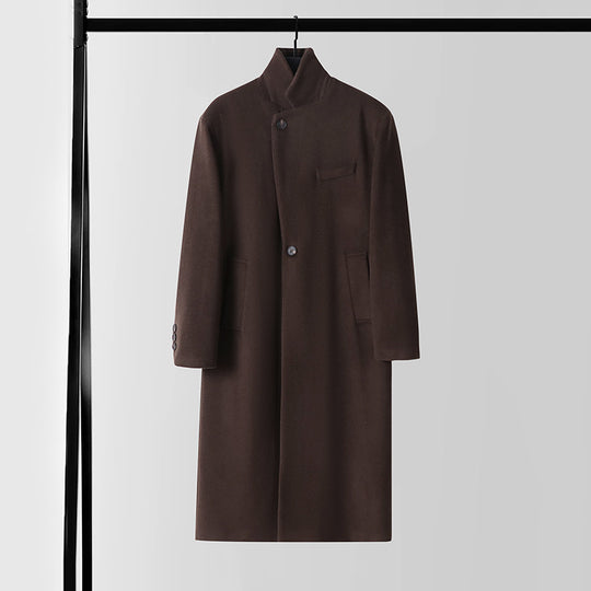 Herren Taillierter Wollmix-Longcoat mit Schalkragen und Ein-Knopf-Verschluss Shop Nory