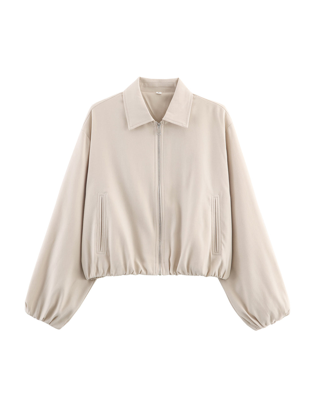 Damen Gekürzte Bomberjacke im Harrington‑Stil mit Ballonärmeln und elastischem Saum Shop Nory