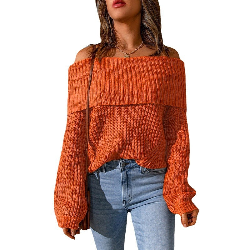 Damen nan weiter Off-Shoulder Grobstrickpullover mit überschnittener Schulterpartie und ballonärmeln Shop Nory