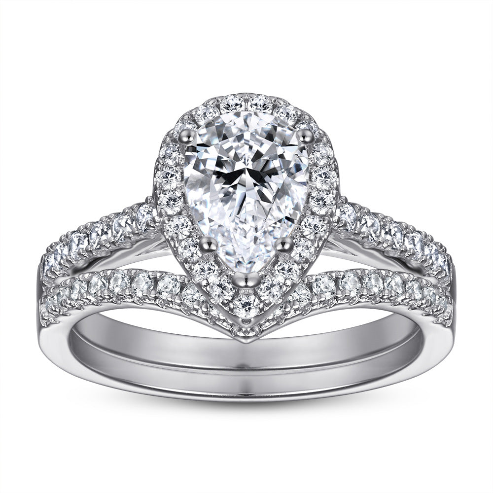 Damen Verlobungsring mit quadratischem Hauptstein und umlaufendem Zirkonia-Besatz Shop Nory