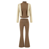Khaki 3‑teiliges Set, lange Hose