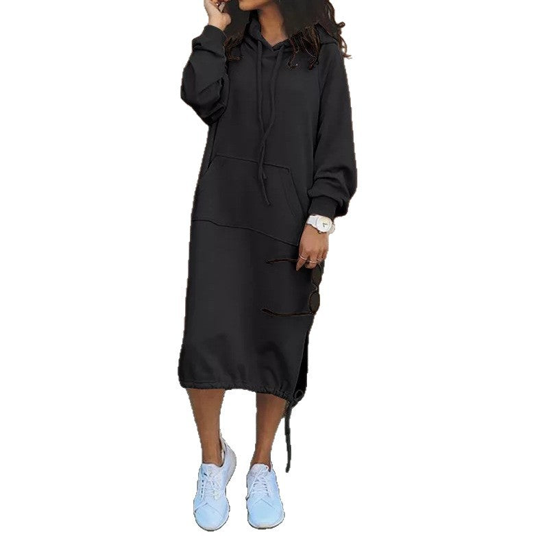 Damen Oversize Hoodie-Midikleid mit Tunnelzugsaum und seitlichen Schlitzdetails Shop Nory