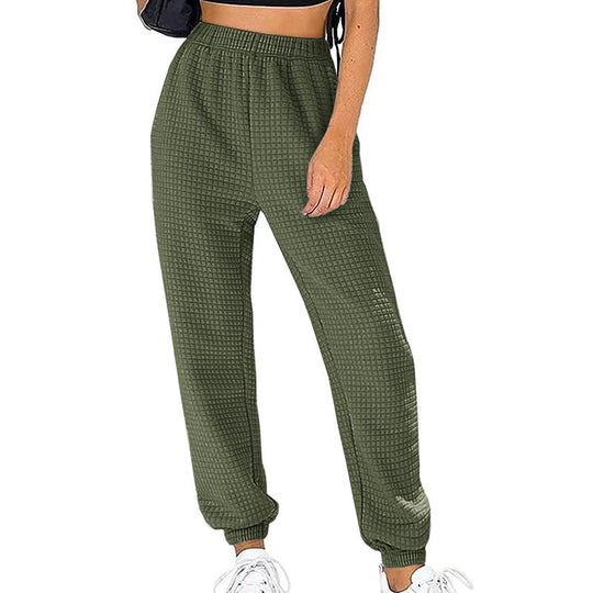 Damen Waffelstrick-Jogginghose mit hoher Taille und elastischen Bündchen Shop Nory