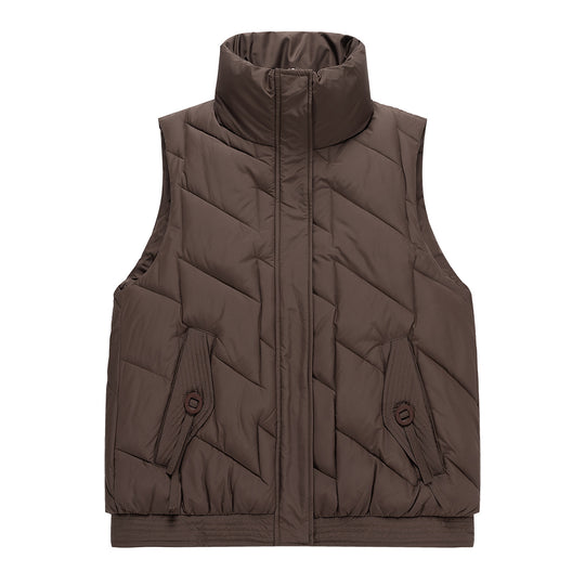 Damen nan ärmellose Thermo-Steppweste mit ergonomischer Karree-Steppung, hohem Stehkragen und dekorativen Pattentaschen Shop Nory
