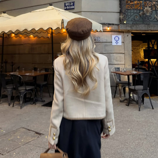 Damen Kurze Militärinspirierte Jacke mit Stehkragen und Zierknopfleiste Shop Nory