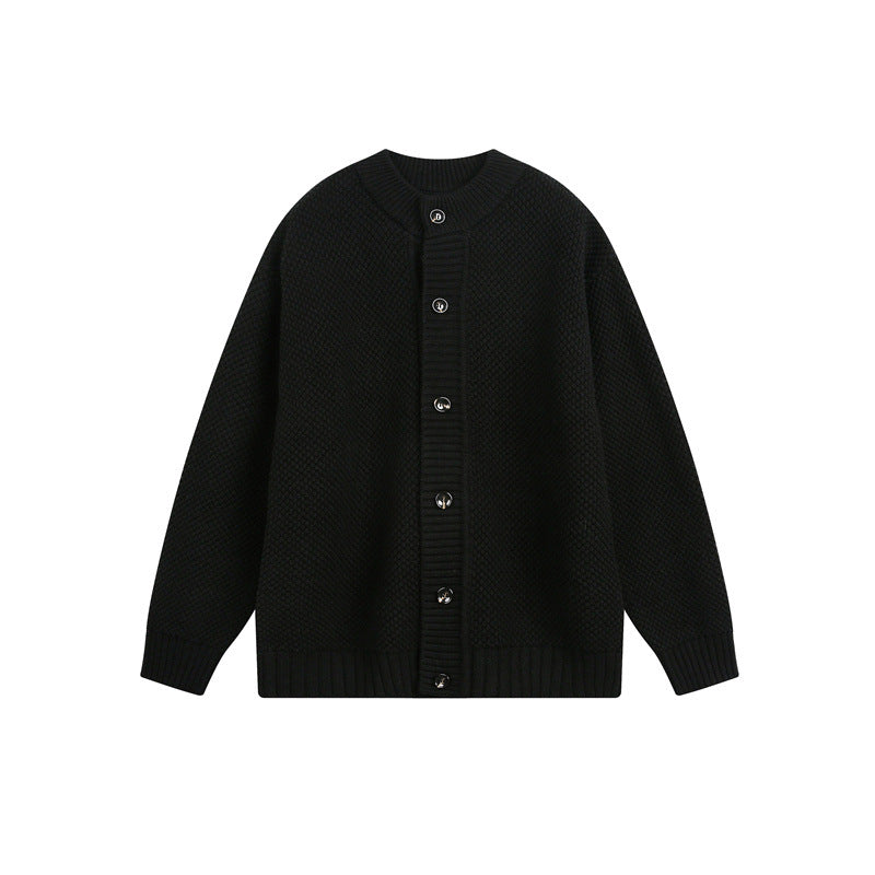 Damen Strukturiertes Oversize-Strickcardigan mit Rundhals und durchgehender Knopfleiste Shop Nory