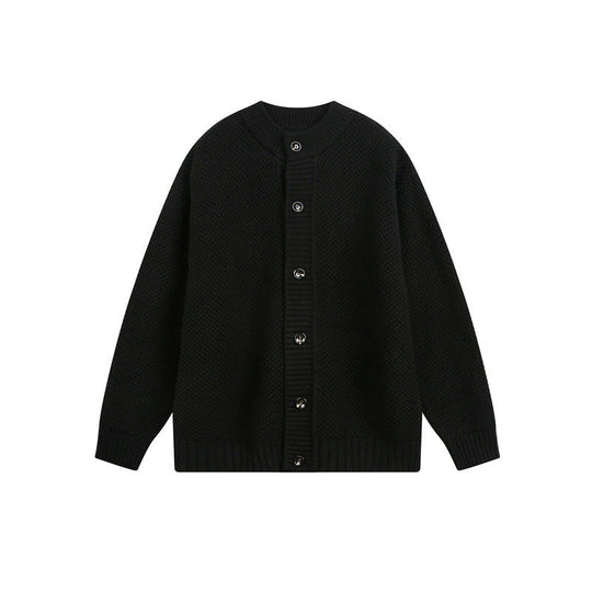 Damen Strukturiertes Oversize-Strickcardigan mit Rundhals und durchgehender Knopfleiste Shop Nory