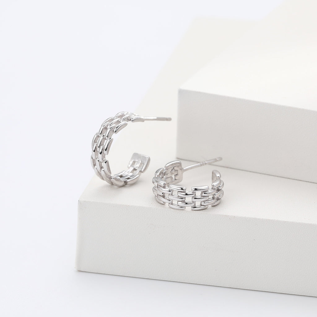 Damen Ohrringe mit elegantem Kettenmuster aus hochwertigem 925 Sterling Silber Shop Nory