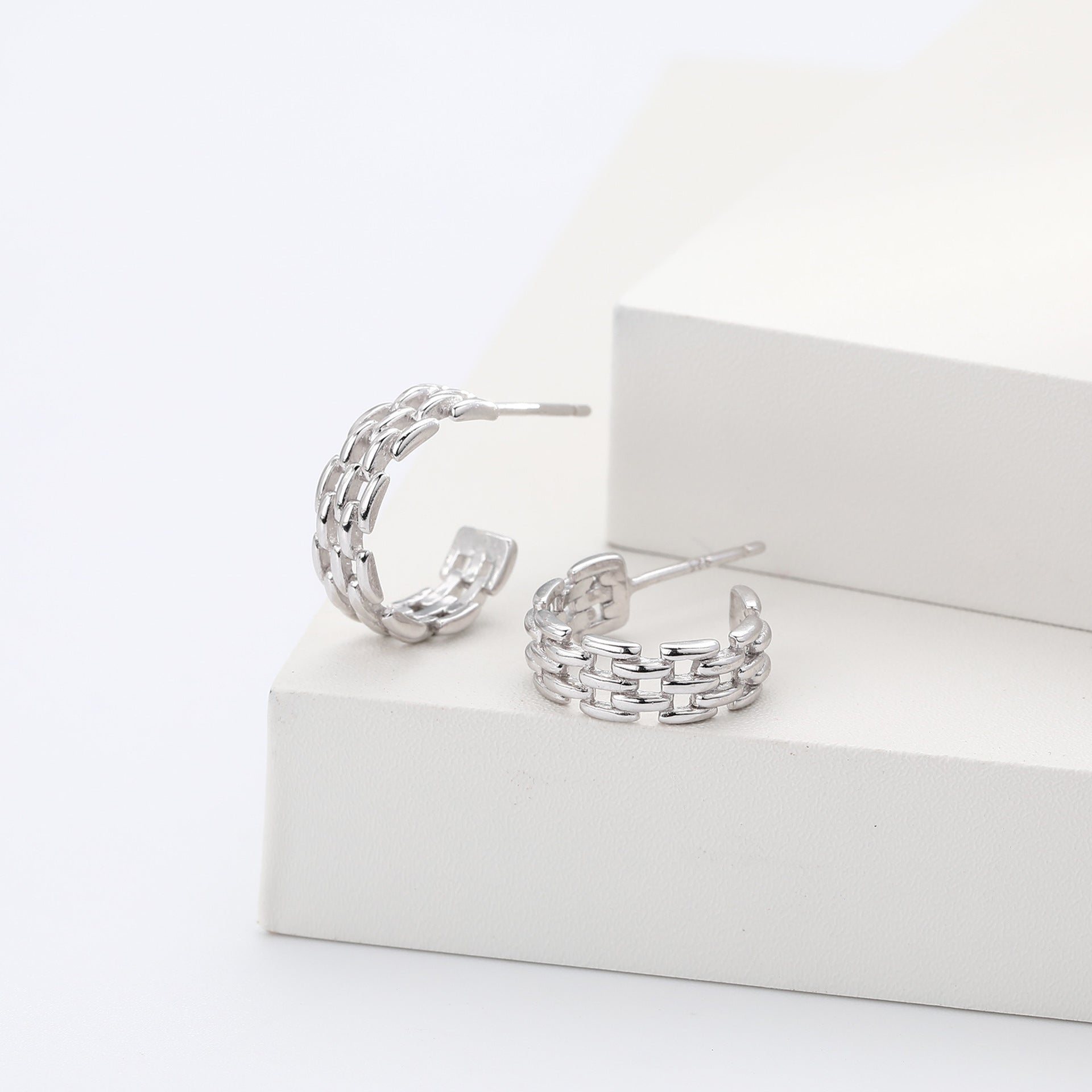 Damen Ohrringe mit elegantem Kettenmuster aus hochwertigem 925 Sterling Silber Shop Nory