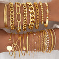 Damen Armreif-Set aus hochwertigem, goldfarbenem Metall mit vielfältigen Designs Shop Nory