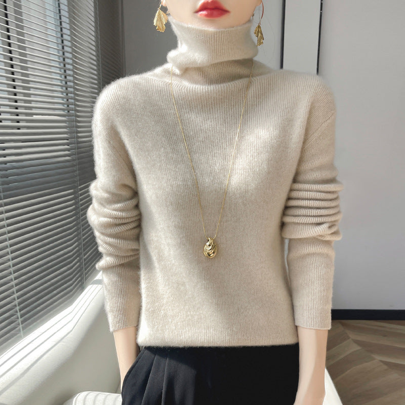 Damen Kurz geschnittener Rollkragenpullover aus weichem Kaschmir-Blend mit schmaler Silhouette Shop Nory