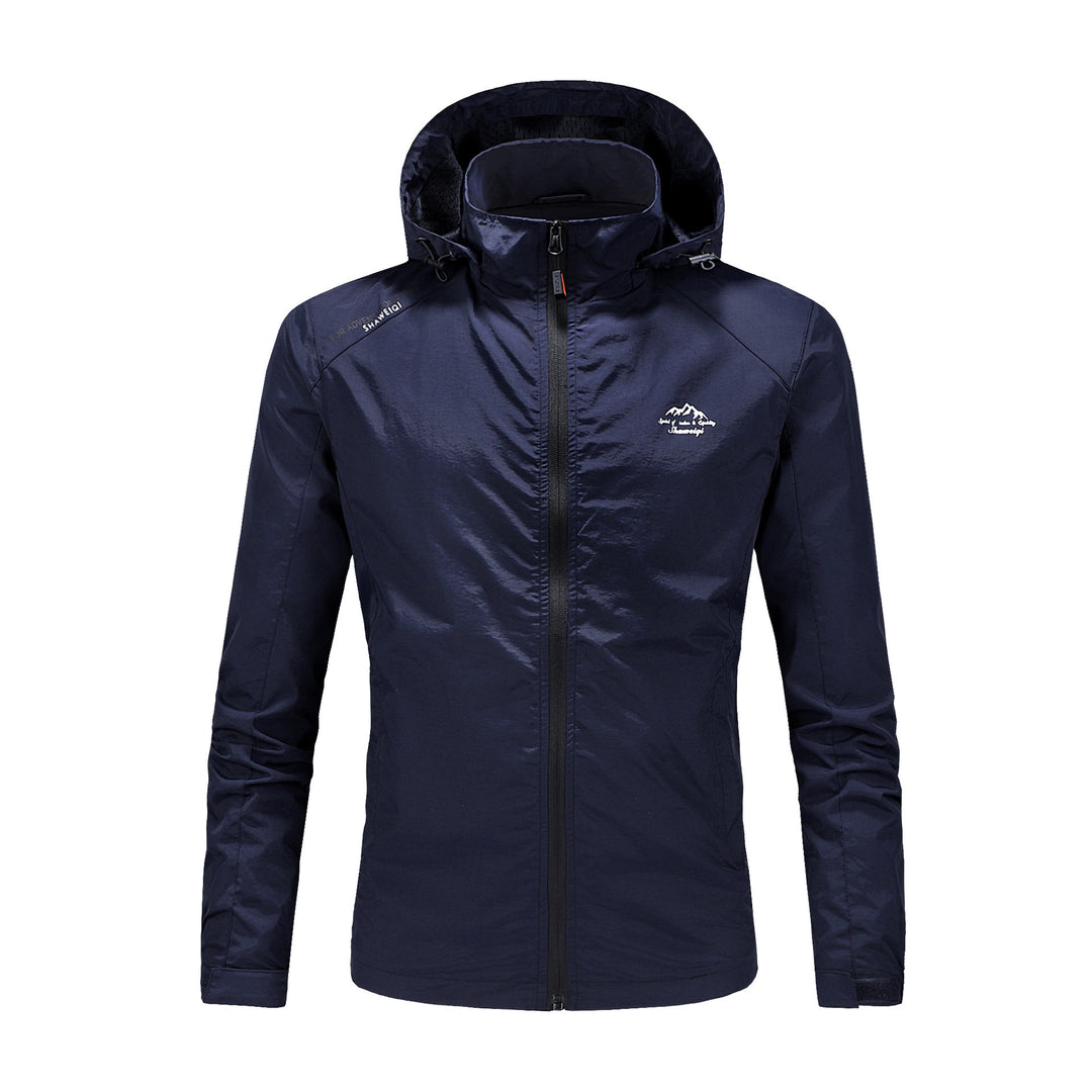 Herren Ultraleichte packbare Outdoorjacke mit hohem Kragen, Kapuze und atmungsaktivem Meshfutter Shop Nory