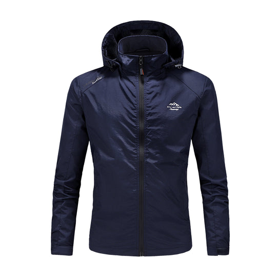 Herren Ultraleichte packbare Outdoorjacke mit hohem Kragen, Kapuze und atmungsaktivem Meshfutter Shop Nory