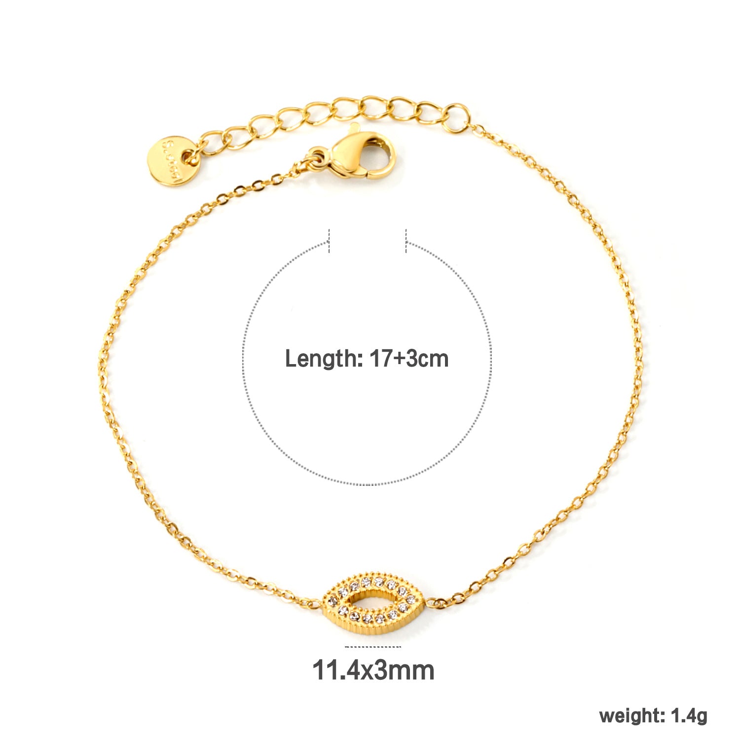 Damen zartes Armband mit funkelndem Auge-Anhänger Shop Nory