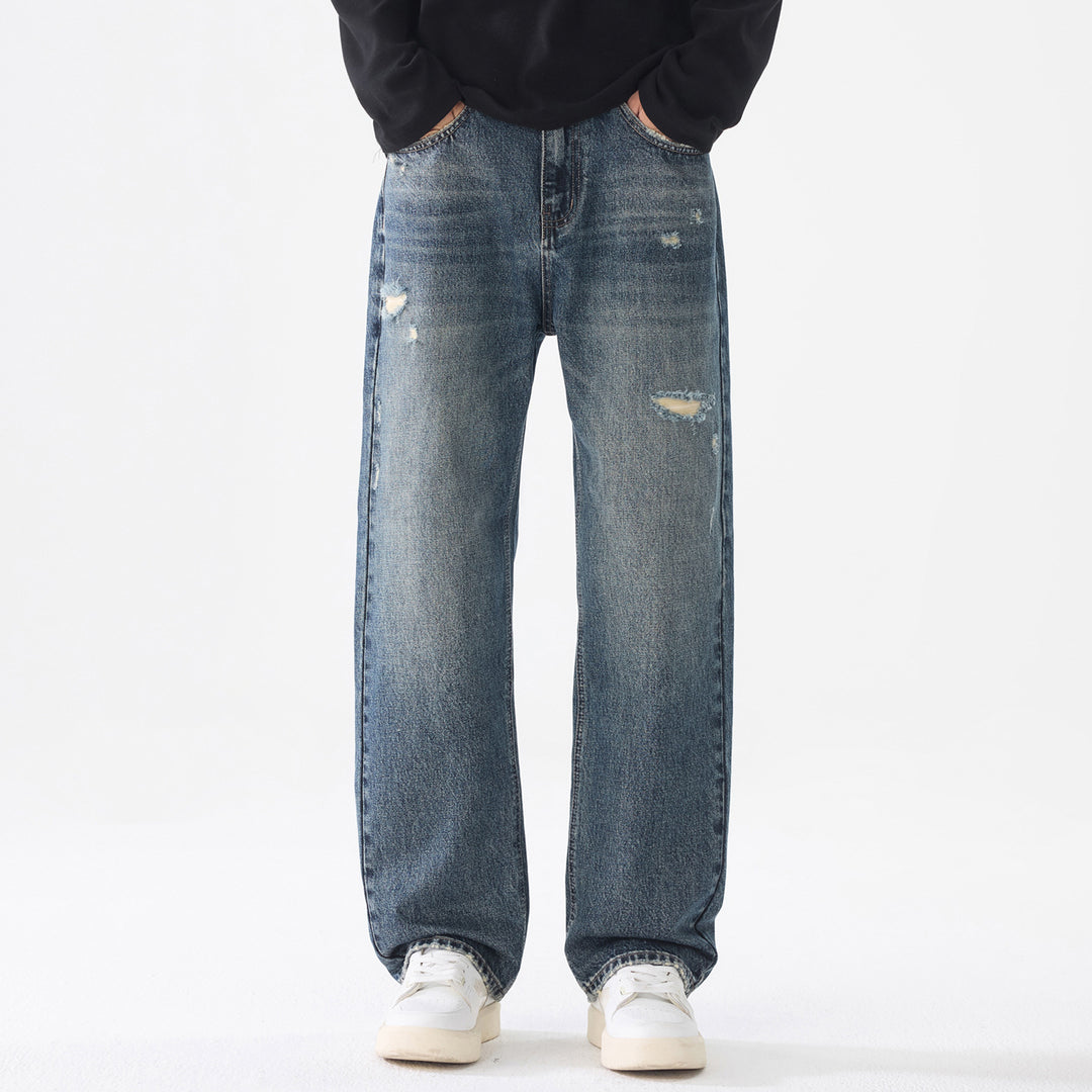 Herren Locker geschnittene Baggy-Jeans aus robustem Denim mit Distressed-Details Shop Nory