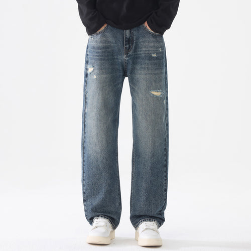 Herren Locker geschnittene Baggy-Jeans aus robustem Denim mit Distressed-Details Shop Nory