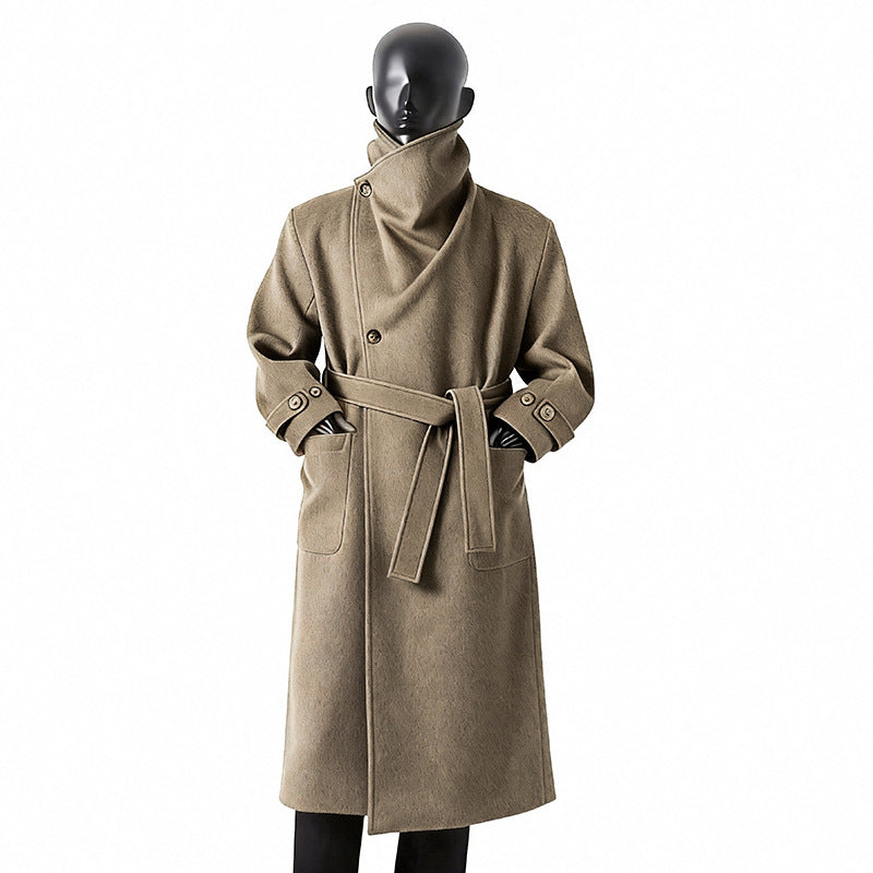 Herren Eleganter Langmantel aus Wollmix mit großzügigem Schalkragen und Krempelmanschetten Shop Nory