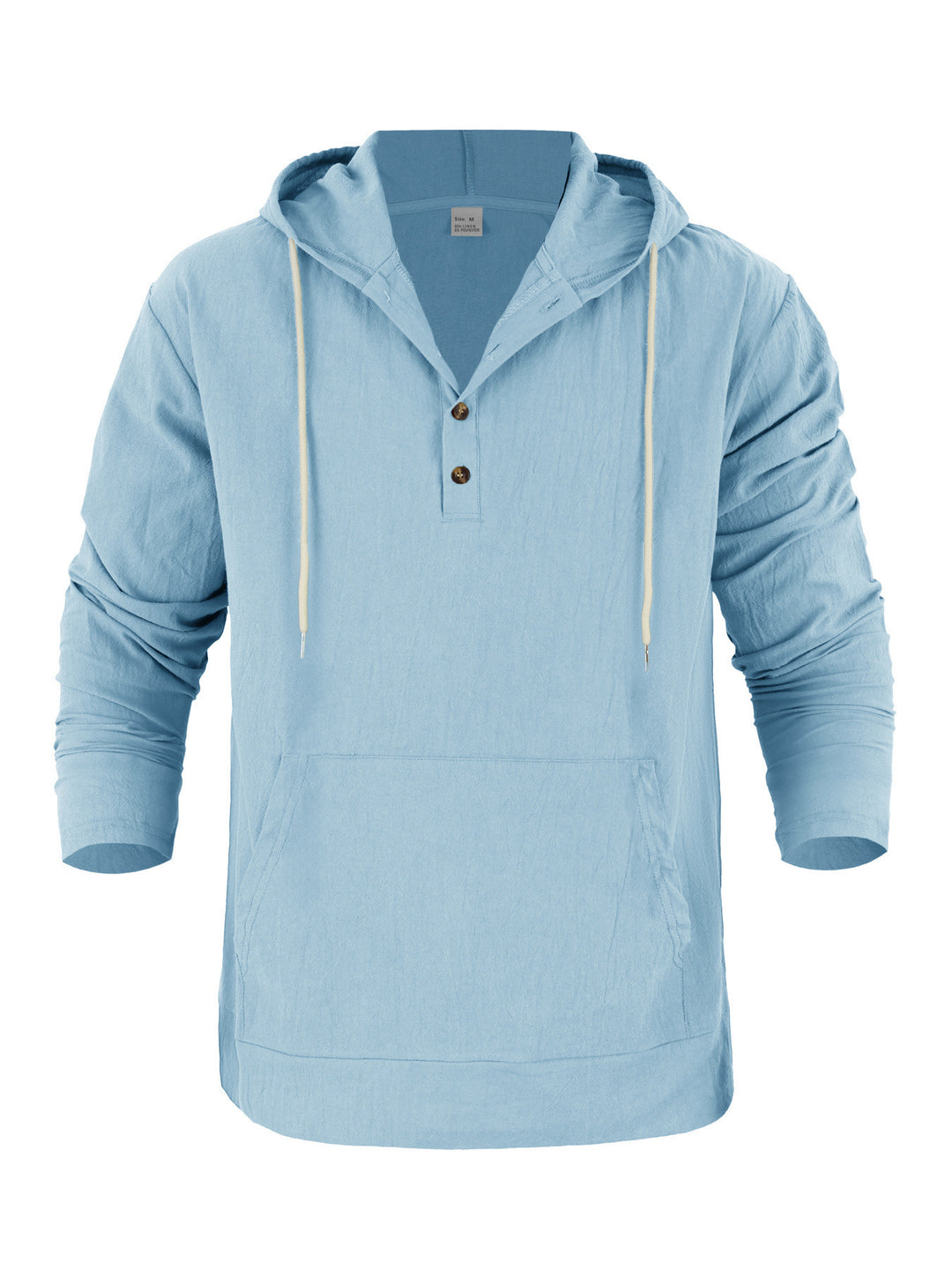 Herren Leichter Kapuzen-Henley aus Baumwoll-Leinen mit Kängurutasche Shop Nory