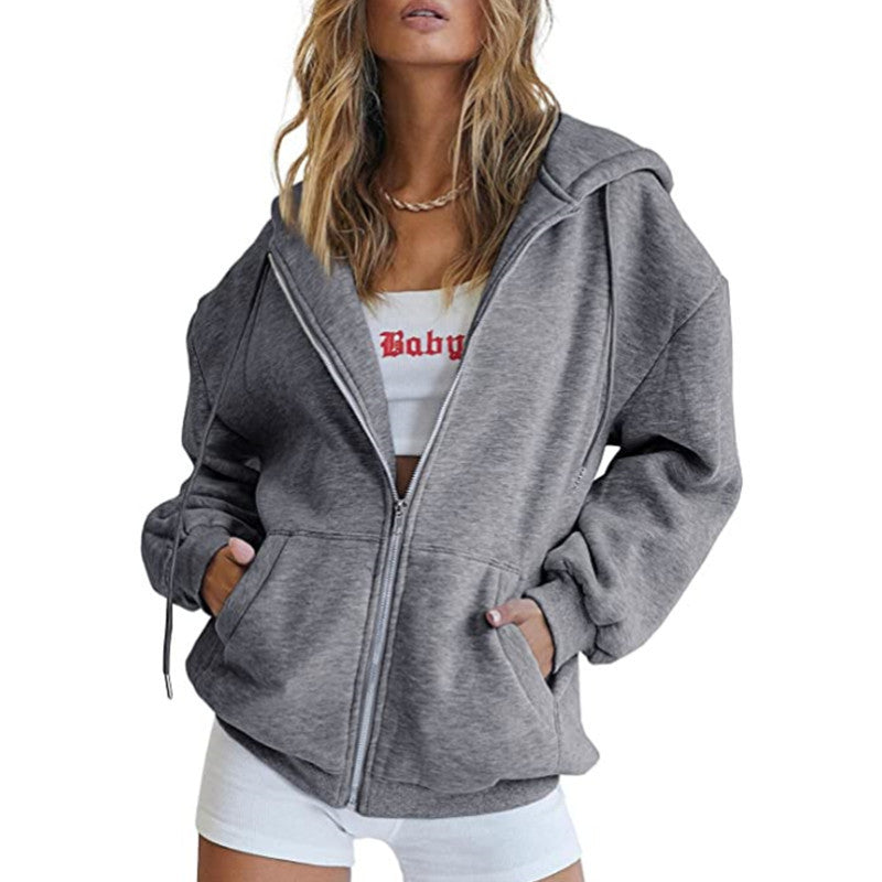 Damen nan übergroße Kapuzenjacke mit durchgehendem Reißverschluss und Kängurutaschen Shop Nory