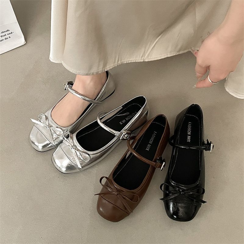 Damen Riemchen‑Ballerinas mit dekorativer Schleife und verstellbarem Schnallenriemen Shop Nory