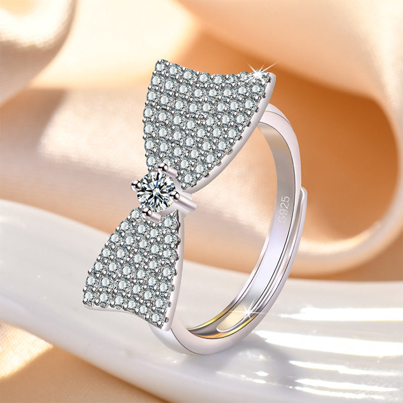 Damen Glamouröser Ring mit funkelndem Schleifen-Design Shop Nory