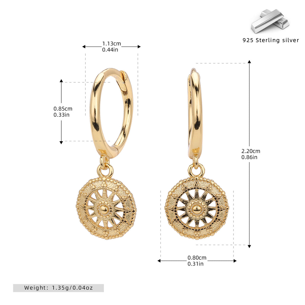 Damen Ohrhänger mit filigranem Sonnenmotiv aus hochwertigem 925 Sterling Silber Shop Nory