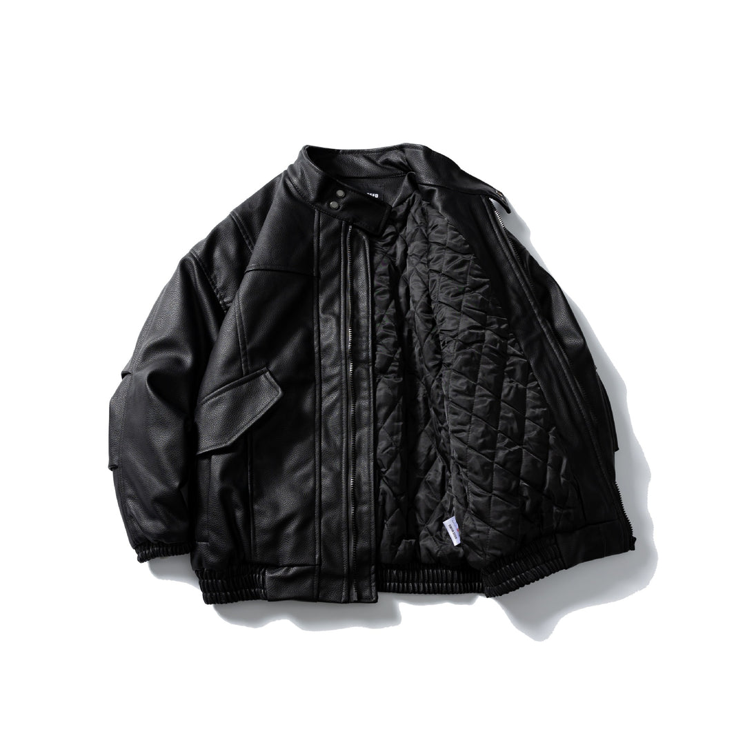 Herren Leder-Blouson im Aviator‑Stil mit hohem Drehkragen, Pattentaschen und elastischem Saum Shop Nory