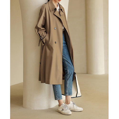Damen Eleganter Trenchcoat mit doppelter Knopfleiste und praktischem Taillengürtel Shop Nory