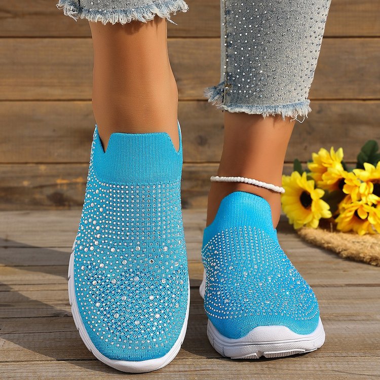 Damen Stilvolle Slip-On Sneakers mit funkelndem Strassdesign Shopnory