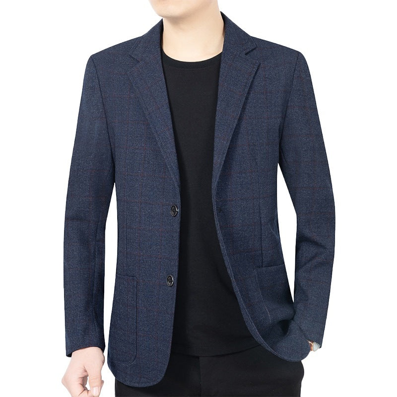 Herren Karierter halbstrukturierter Casual-Blazer aus Wollmix mit aufgesetzten Taschen Shop Nory