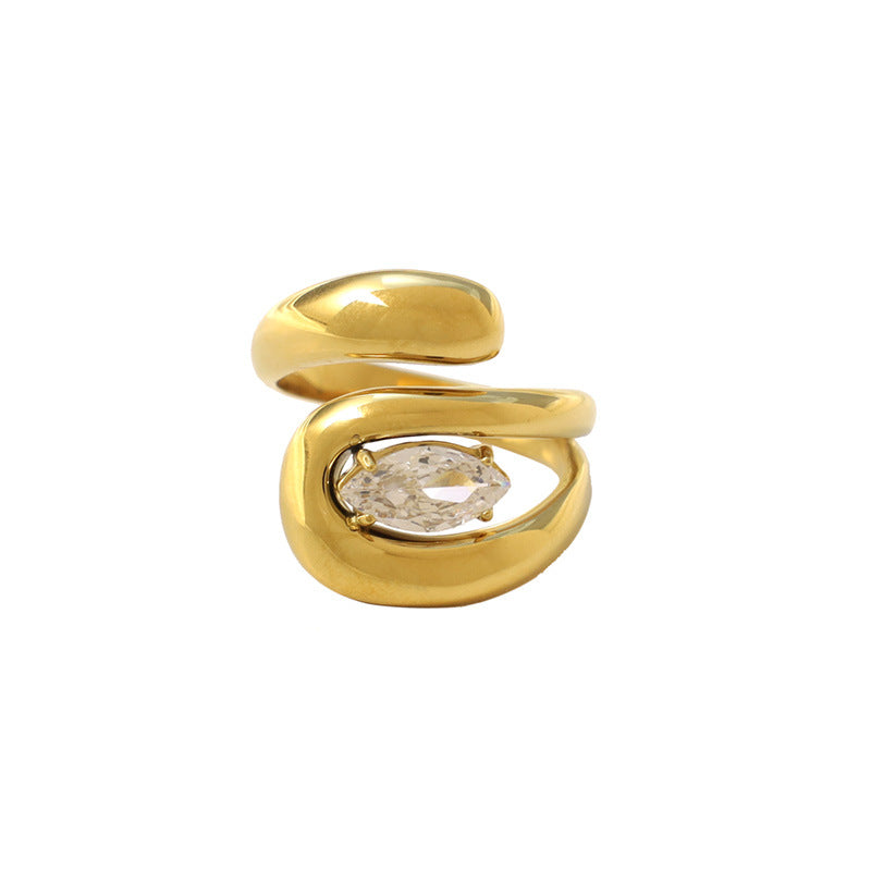 Damen Offener Spiralring mit funkelndem Stein Shop Nory