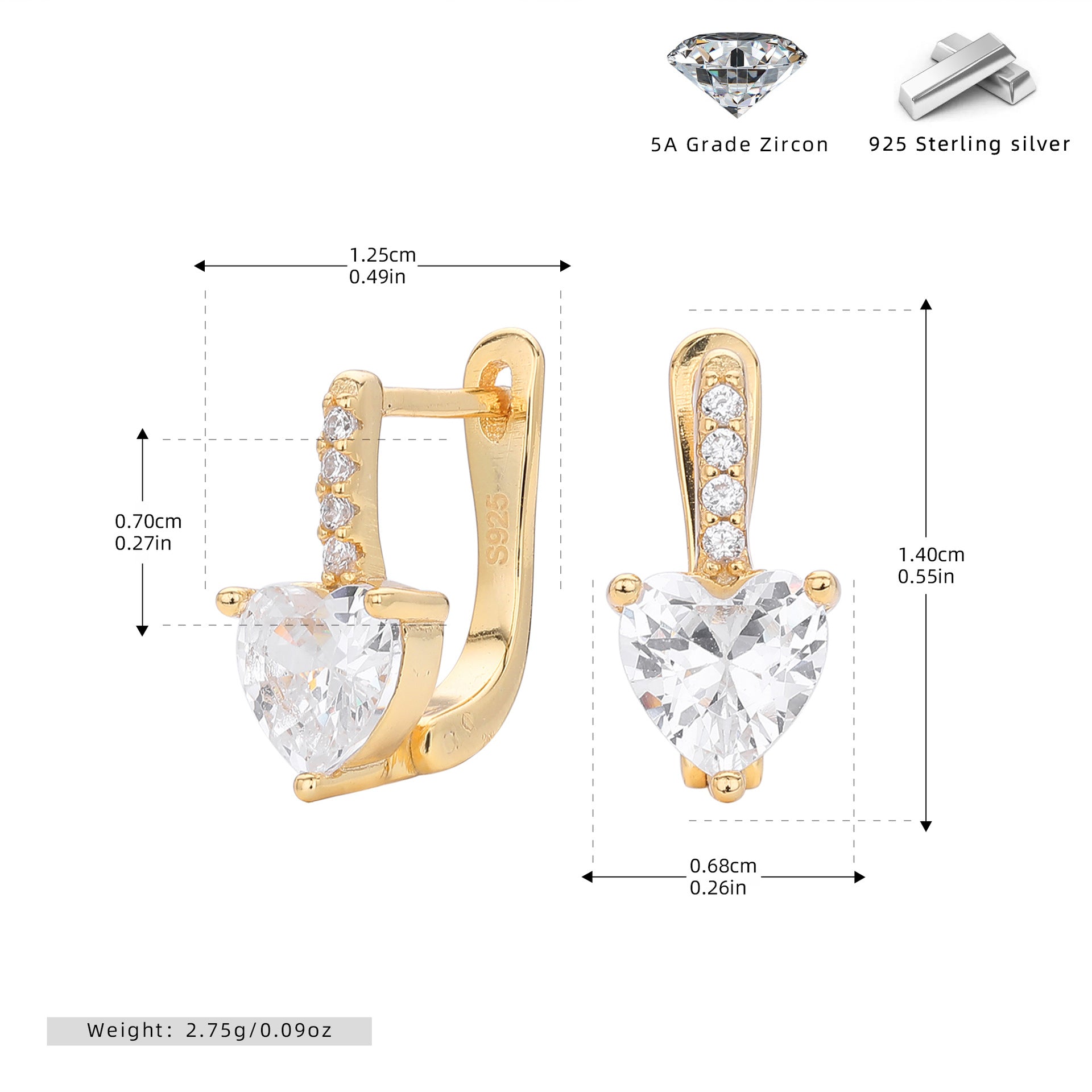 Damen Ohrhänger mit herzförmigem Zirkon und luxuriösem Design Shop Nory