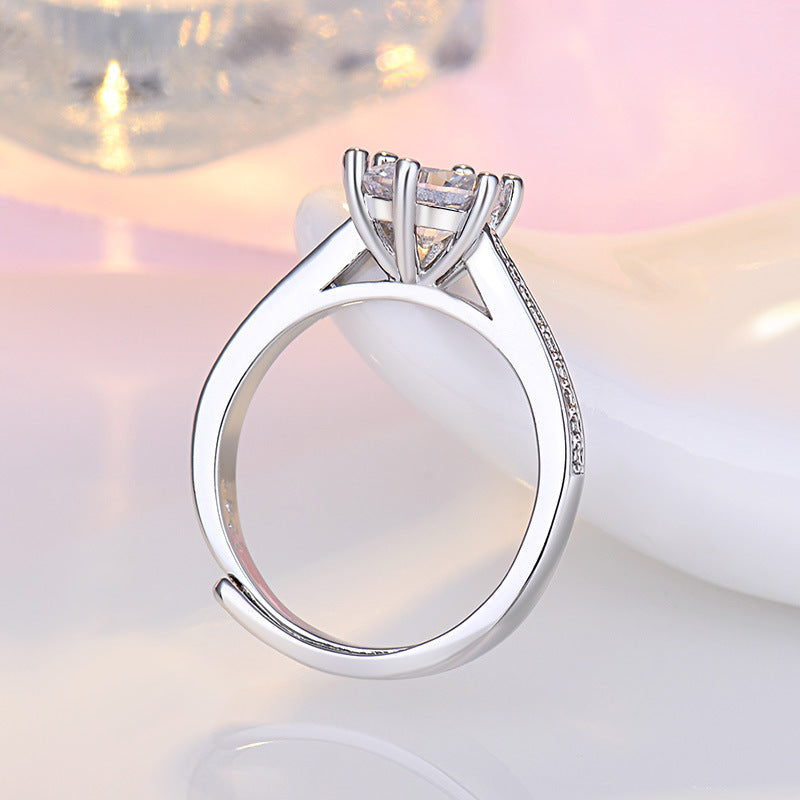Damen zierlicher Verlobungsring mit glänzendem Zirkonia-Besatz Shop Nory