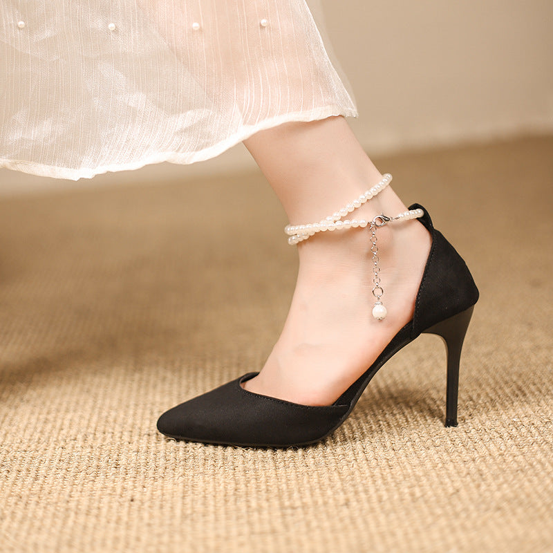 Damen Cut-Out Pumps mit Perlenknöchelriemen und schlankem Stiletto Shop Nory