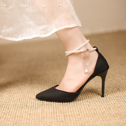 Damen Cut-Out Pumps mit Perlenknöchelriemen und schlankem Stiletto Shop Nory