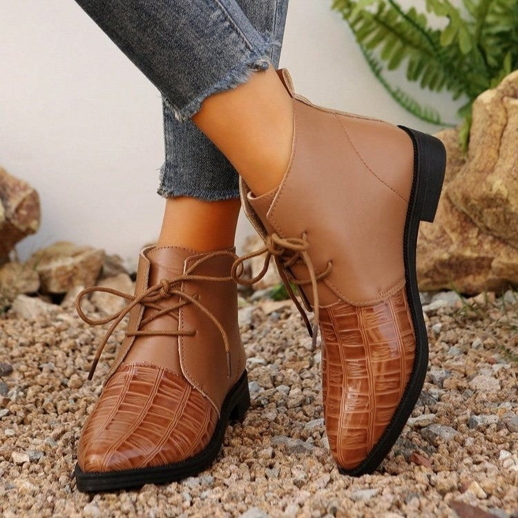 Damen modische stiefeletten mit glänzenden Akzenten und Schnürung