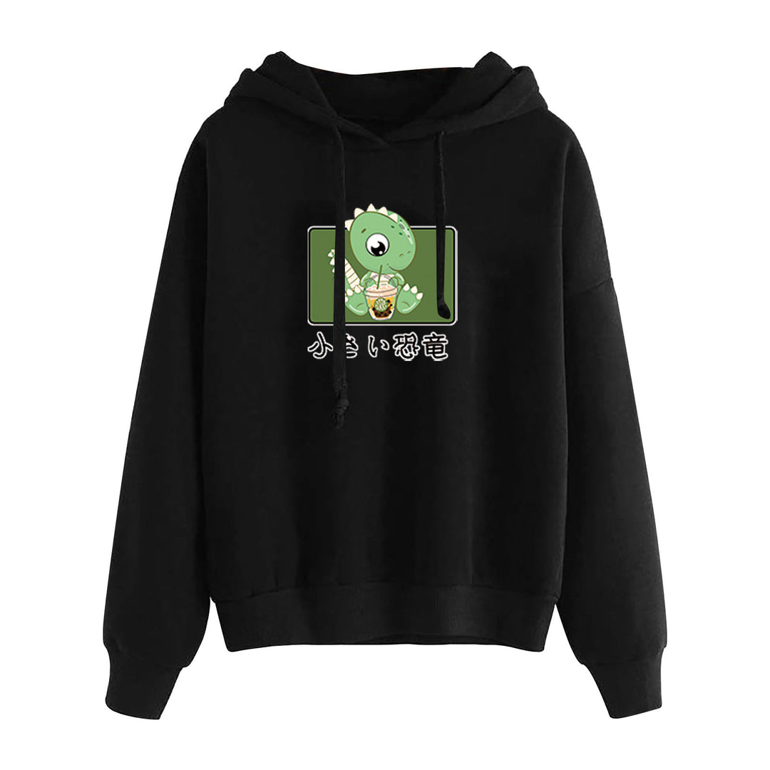 Damen nan kurz geschnittener Cropped-Kapuzenpullover mit niedlicher Frosch-Illustration und verstellbarer Kapuze Shop Nory