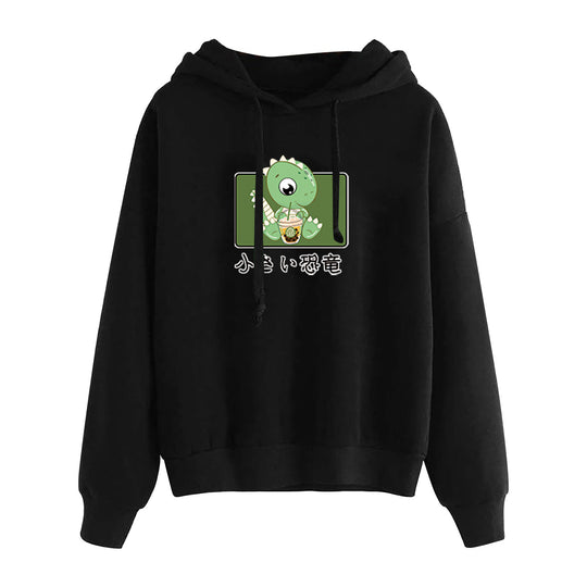 Damen nan kurz geschnittener Cropped-Kapuzenpullover mit niedlicher Frosch-Illustration und verstellbarer Kapuze Shop Nory