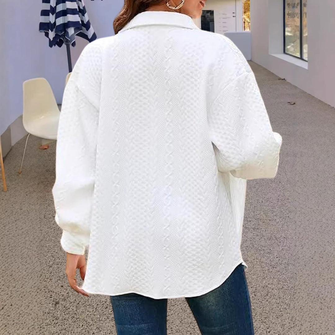 Damen Oversize Strick‑Hemdjacke mit Zopfmuster und Knopfleiste Shop Nory