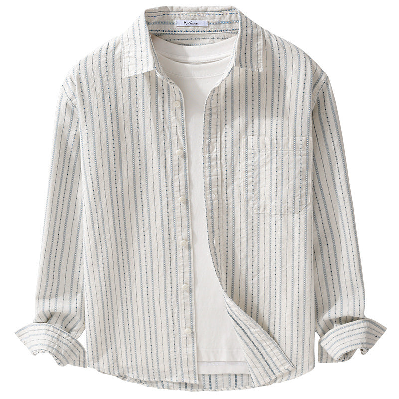 Herren Gestreiftes Overshirt aus Baumwollmix mit Brusttasche und Relaxed-Fit Shop Nory